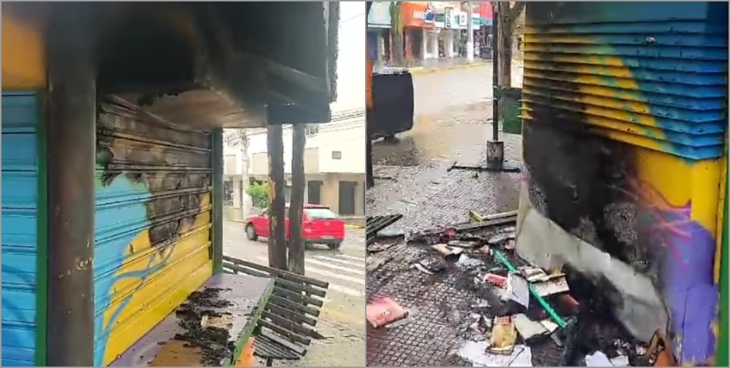 Polícia investiga incêndio em quiosque de livros no centro de Nova Friburgo